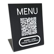 STOJAN QR KÓD MENU REŠTAURÁCIE PLEXIX 12x9,5x7cm TABUĽOVÁ UV TLAČ ČIERNA