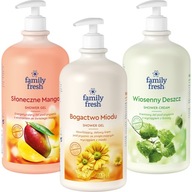 3x FAMILY FRESH set SPRCHOVÝ GÉL s KÚPEĽOVOU pumpičkou hydratačný 1L