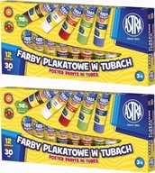 Plagát Astra School maľuje 12 farieb v tubách 30 ml x 2 ks