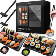 Sushi Set pre 2 osoby Servírovacie taniere na sushi Bridlicové paličky Čierne