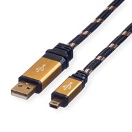 Kábel USB 2.0 A 5-pin Mini M/M, zlatý, 1,8 m