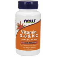 Vitamín D3/K2 (1000 IU/45 mcg) 120 kapsúl NOW FOODS