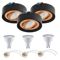 3X ČIERNO-ZLATÁ ZÁPUSTNÁ LAMPA +GU10 NEUTRÁL