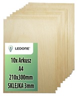 3mm preglejka pre laser triedy 1/2, formát A4, dekor dreva, decoupage x10 ks.