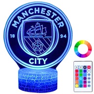 Manchester City Herb 16 LED 3D stolná nočná lampa pre deti + diaľkové ovládanie