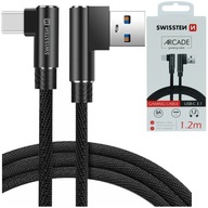 SWISSTEN Uhlový USB - USB-C nabíjací kábel 1,2 m