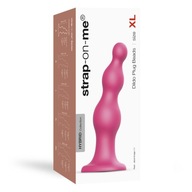 DILDO PLUG BEADS METALICKÁ MALINOVÁ RUŽOVÁ - XL