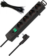 Plochá zástrčka Power Strip Predlžovací kábel 2m 3x1,5mm2 4 Schuko zásuvky