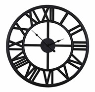 Čierne kovové hodiny podkrovné moderné retro 80 cm