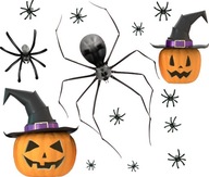 Halloween nálepky dekorácie na okná Pavúky tekvica