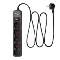 Akyga Power strip, predlžovací kábel, 5 zásuviek, 1,8 m