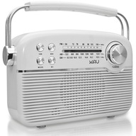 RETRO PRENOSNÉ KUCHYNSKÉ RÁDIO, SIEŤOVÁ A BATÉRIOVÁ ANTÉNA FM/USB/SD, BIELA