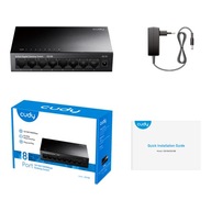 GS108 CUDY 8-portový gigabitový switch čierny kovový CCTV, LAN, zariadenia