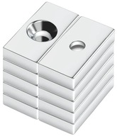 10x NEODYMOVÝ TAŠTIČKOVÝ MAGNET S OTVOROM NA SKRUTKU 20x10x3mm OTVOR 4mm