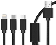 KÁBEL 3V1 113 CM USB TYP C MIKRO USB 8PINOVÝ IPHONE