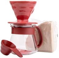 Kávová súprava Hario V60-01 Red Drip Filters Server