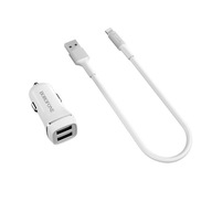 Borofone 2x USB nabíjačka do auta + Lightning kábel biely