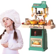 Veľká detská kuchynka 66 cm Vodovodná batéria Parné horáky Sada Little Chef