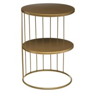 Okrúhly stolík Kobu 52cm zlatý kovový s policami