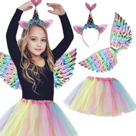 SET 3v1 UNICORN OUTFIT ČELENKA KRÍDLA RAINBOW