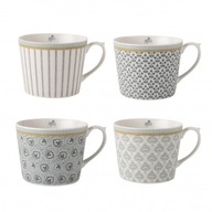 4 porcelánové hrnčeky LAURA ASHLEY TEA GREY 300 ml