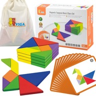 VIGA TANGRAM DREVENÉ MAGNETICKÉ PUZZLE BLOKY POSTAVY