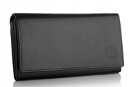 Dámska kožená peňaženka veľká čierna RFID Betlewski