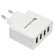 Sieťová nabíjačka 230V 4 USB porty 5V 5A 25W biela EVERACTIVE