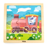 VIGA Handy Drevené Puzzle Vláčik 9 dielikov