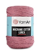 Šnúra YarnArt Macrame Bavlna Lurex 743, špinavá ružová