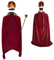 LUX King Set Zlatá koruna dlhá pelerína 150 cm King Queen + Žezlo