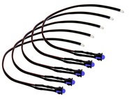 5x LED dióda 5mm 12V, kábel 20cm modrý + zásuvka