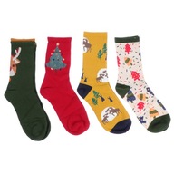 4 páry Xmas Cartoon Socks Vianočné ponožky