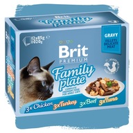 Brit Premium Cat Gravy Family tanier mokré krmivo pre mačky 12 x 85 g