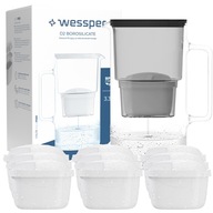 WESSPER D2 SKLENENÝ džbán borosilikátový 3,3l + 9x FILTRAČNÁ NÁPLŇ AQUAFLOOW