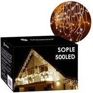 SOPLE 500 LED svietidiel Curtain Garland teplá biela + studený blesk 22,5 m