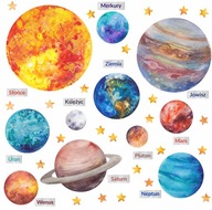 Samolepky na stenu pre deti SOLAR SYSTEM PLANETS SPACE DECOTIA