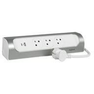 Predlžovací kábel 3X2P+S USB AC WHITE/ALU Legrand 049406