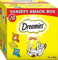 Balíček Dreamies Variety Snack Box Treat Mix príchutí pre mačky. 12 x 60 g