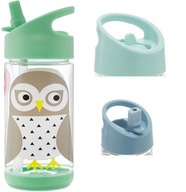 3 Sprouts fľaša na vodu so slamkou Owl Green 350 ml