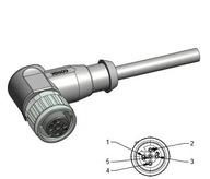 Uhlová zásuvka M12 5-kolíkový kábel 2m (43-10208)