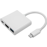 Qoltec adaptér USB 3.1 typu C M HDMI A F+USB3.0 A F