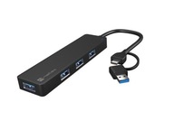 Mayfly USB-C hub 4 porty čierny + USB-A adaptér