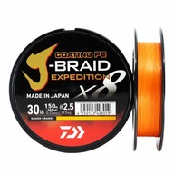 Daiwa J-Braid Expedition X8E 0,16 mm 150 m SMASH ORANŽ.