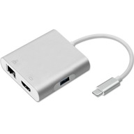 Qoltec Hub adaptér USB-C 3.1 4v1 | USB 3.0 | HDMI 4K | RJ45 | USB-C PD 92W