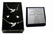 Strieborný set prelamovaného kolibríka, striebro 925 + GRAVÍR