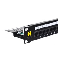 Patch panel Rack 19'' 24p 1U kat.5e UTP + polica