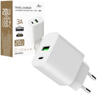 Sieťová nabíjačka USB QC4.0 + USB-C PD3.0 napájanie 20W 3A 20V