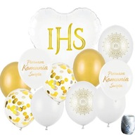 Sada 11 srdiečok IHS Communion Balloons