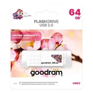 Goodram USB flash disk, USB 2.0, 64 GB, UME2, UME2, biely, UME2-0640W0R11-SP